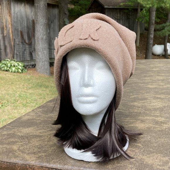Versatile, Beanie Hat, Hair Attached  , 95% Cotton,  Winter Hat , OS, khaki - Picture 5 of 10